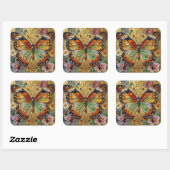 Beautiful Impasto Butterfly and Flowers   Vierkante Sticker (Vel)