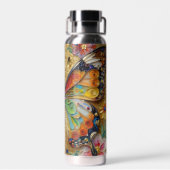 Beautiful Impasto Butterfly & Flowers  Waterfles (Achterkant)