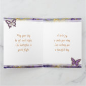 Beautiful Impasto Purple Butterfly and Flowers Kaart (Binnen)