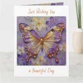 Beautiful Impasto Purple Butterfly and Flowers Kaart (Voorkant)