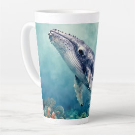 Beautiful Impasto Whale Oceanic Illustration Latte Mok