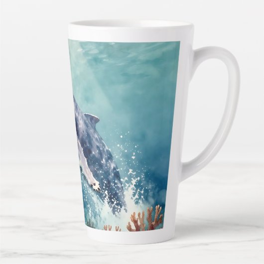 Beautiful Impasto Whale Oceanic Illustration Latte Mok (Rechts)