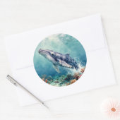 Beautiful Impasto Whale Oceanic Illustration Ronde Sticker (Envelop)