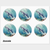 Beautiful Impasto Whale Oceanic Illustration Ronde Sticker (Vel)
