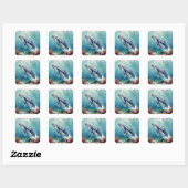 Beautiful Impasto Whale Oceanic Illustration Vierkante Sticker (Vel)