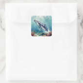 Beautiful Impasto Whale Oceanic Illustration Vierkante Sticker (Tas)