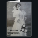 BEAUTIFUL INSIDE AND OF VINTAGE LADY PINK WHITE<br><div class="desc">Let your wife, girlfriend, Mom, female relative or friend know you think she has a beautiful spirit with this nostalgic birthday card created from an origineel 1895 fotograph... You may change the font, text, and background color to suit your tour; you may want add the name of the recipient, as...</div>