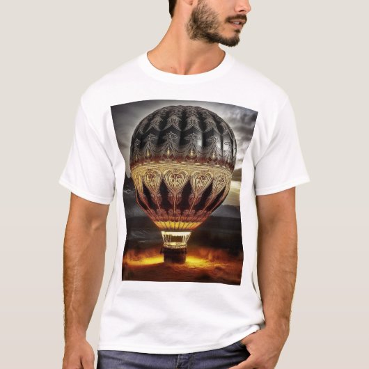 Beautiful Intricate Hot Air Balloon In Mountains T-shirt (Voorkant)