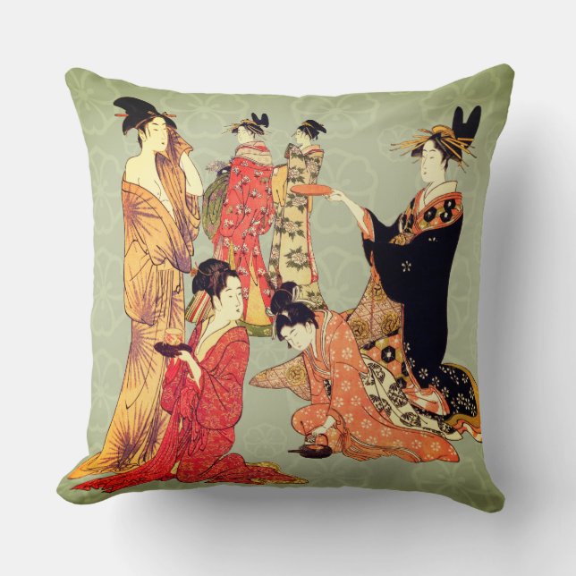 Beautiful Japanese Art Design Throw Pillows Kussen (Voorkant)