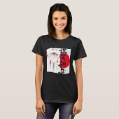 Beautiful Japanese Geisha red flag calligraphy dec T-shirt (Voorkant volledig)
