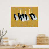 Beautiful Japanese Red Crown Cranes by Ogata Korin Poster (Keuken)