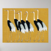 Beautiful Japanese Red Crown Cranes by Ogata Korin Poster (Voorkant)