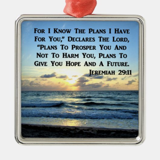 BEAUTIFUL JEREMIAH 29:11 BLAUWE HUIDEN METALEN ORNAMENT (Voorkant)