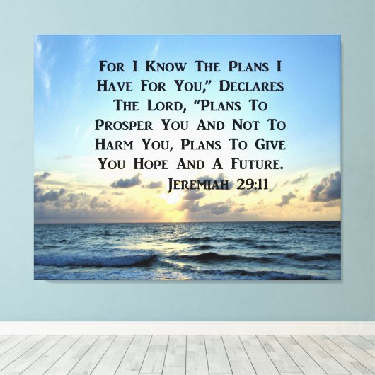 BEAUTIFUL JEREMIAH 29:11 SCRIPTURE VERSE CANVAS AFDRUK (Insitu (Houten vloer))