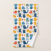 Beautiful kawaii cats, playing with toys white ba bad handdoek (Handdoek)