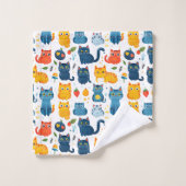 Beautiful kawaii cats, playing with toys white ba bad handdoek (Wasdoekje)
