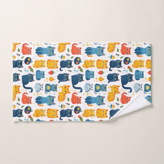 Beautiful kawaii cats, playing with toys white ba bad handdoek (Handdoek)