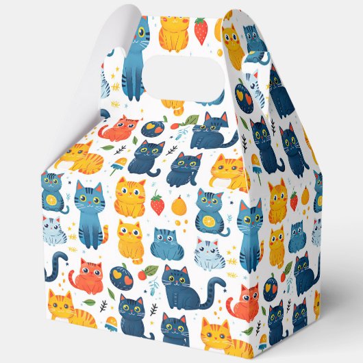 Beautiful kawaii cats, playing with toys white ba bedankdoosjes (Voorkant)