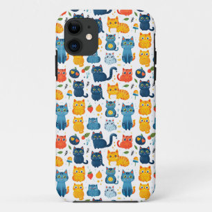 Beautiful kawaii cats, playing with toys white ba Case-Mate iPhone case