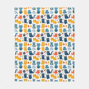Beautiful kawaii cats, playing with toys white ba fleece deken