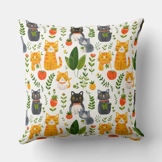 Beautiful kawaii cats, playing with toys white ba kussen (Achterkant)