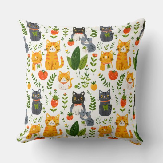 Beautiful kawaii cats, playing with toys white ba kussen (Voorkant)