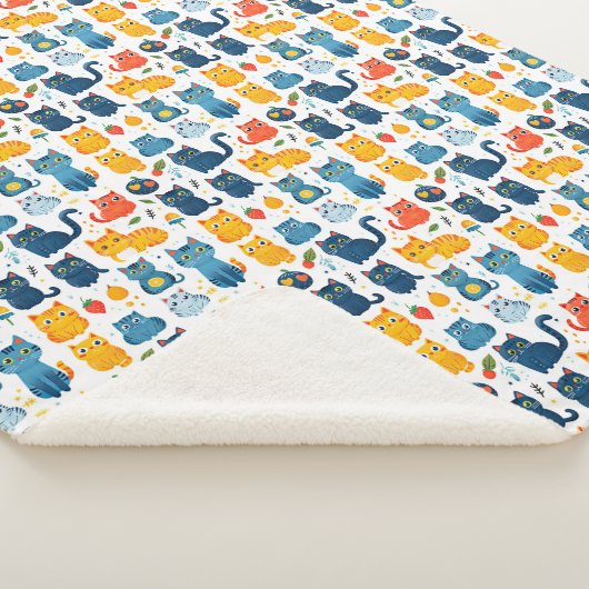 Beautiful kawaii cats, playing with toys white ba sherpa deken (3/4)