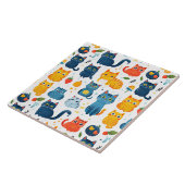 Beautiful kawaii cats, playing with toys white ba tegeltje (Zijkant)