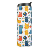 Beautiful kawaii cats, playing with toys white ba thermosbeker (Gedraaid links)