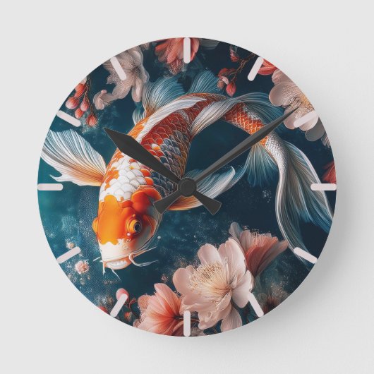 Beautiful Koi Fish Clock Ronde Klok (Voorkant)
