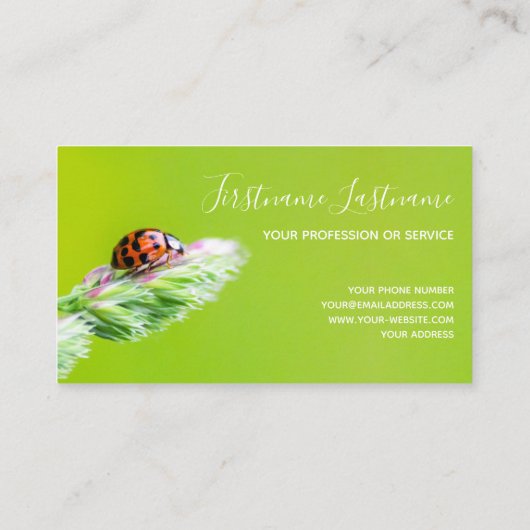 Beautiful ladybug with positive motivational quote visitekaartje (Achterkant)