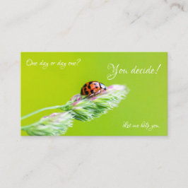 Beautiful ladybug with positive motivational quote visitekaartje