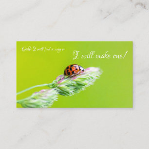 Beautiful ladybug with positive motivational quote visitekaartje