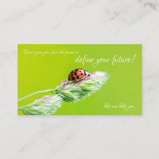 Beautiful ladybug with positive motivational quote visitekaartje (Voorkant)