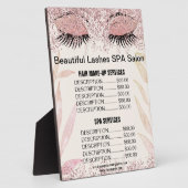 Beautiful Lashes Pink Glitter SPA Salon Price Menu Fotoplaat (Zijkant)