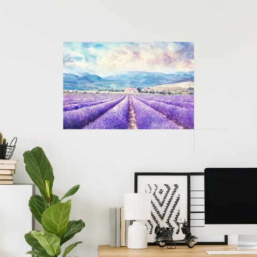 Beautiful lavender fields poster (Thuiskantoor)