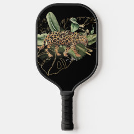 BEAUTIFUL LEOPARD ART MET TROPISCHE LEAVES PICKLEBALL PADDLE