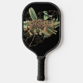 BEAUTIFUL LEOPARD ART MET TROPISCHE LEAVES PICKLEBALL PADDLE (Achterkant)