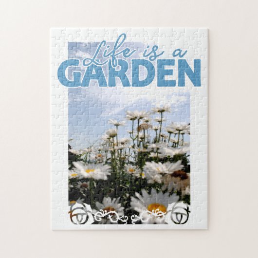 Beautiful Life is een Tuin Quote Sky Blue Daisies Legpuzzel (Verticaal)