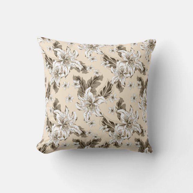 Beautiful light brown flower pattern kussen (Voorkant)