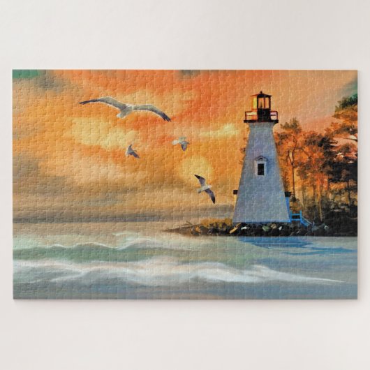 Beautiful Lighthouse and Sea Scene Painting Legpuzzel (Horizontaal)