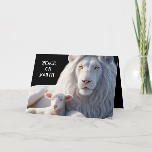 Beautiful Lion and Lamb Christmas Card Feestdagen Kaart (Voorkant)