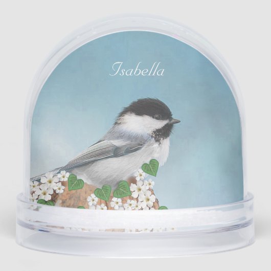 Beautiful Little Bird & Flowers Personalized Sneeuwbol (Voorkant)