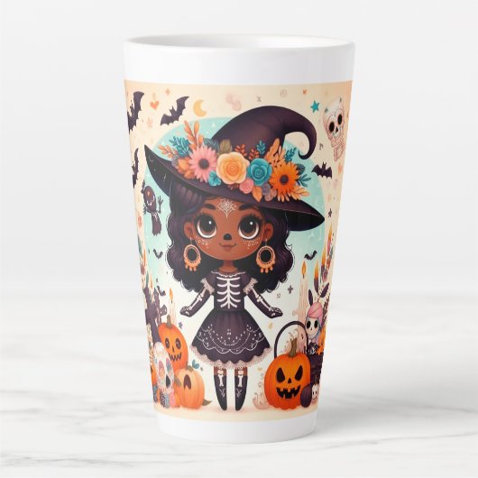 Beautiful little witch halloween party latte mok (Voorkant)