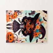Beautiful little witch halloween party legpuzzel (Horizontaal)