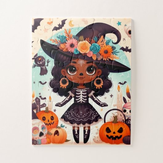 Beautiful little witch halloween party legpuzzel (Verticaal)