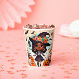 Beautiful little witch halloween party papieren bekers
