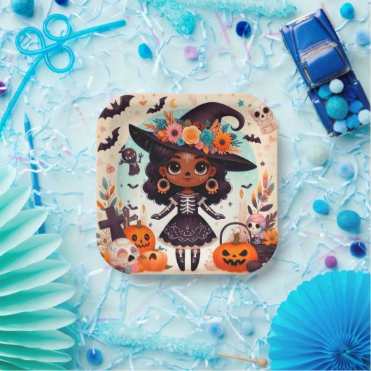 Beautiful little witch halloween party papieren bordje (Feest)