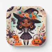 Beautiful little witch halloween party papieren bordje (Voorkant)
