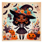 Beautiful little witch halloween party perfect poster (Voorkant)